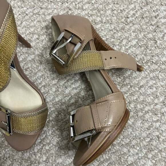 Michael Kors Faith Sandal Heels taupe/gold size 7 - Picture 4 of 13